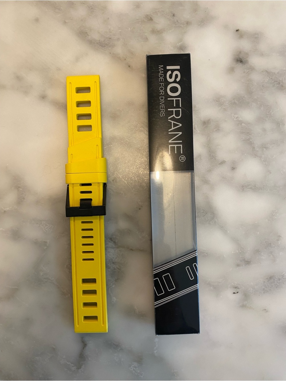 ISOfrane 1968 Rubber Dive Watch Strap Yellow with Black Hardware 22mm
